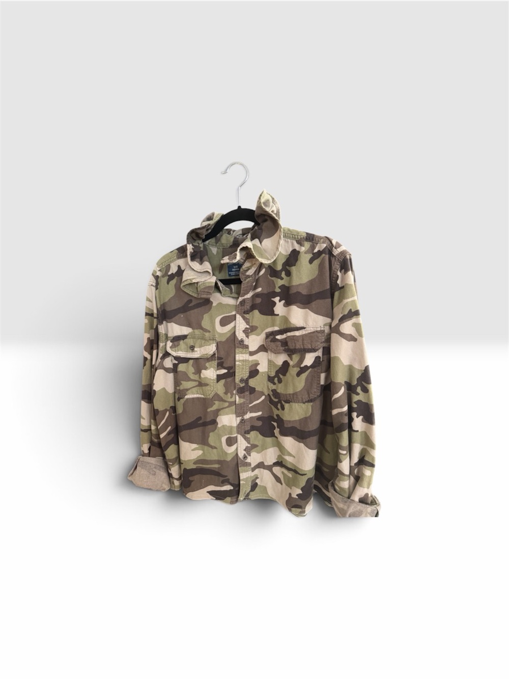 Womens Camouflage Button-Down Shirt Jacket - Camo Green